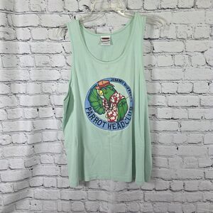 90s Jimmy Buffett Men's XL Mint Green Parrot Head Club Tank Top